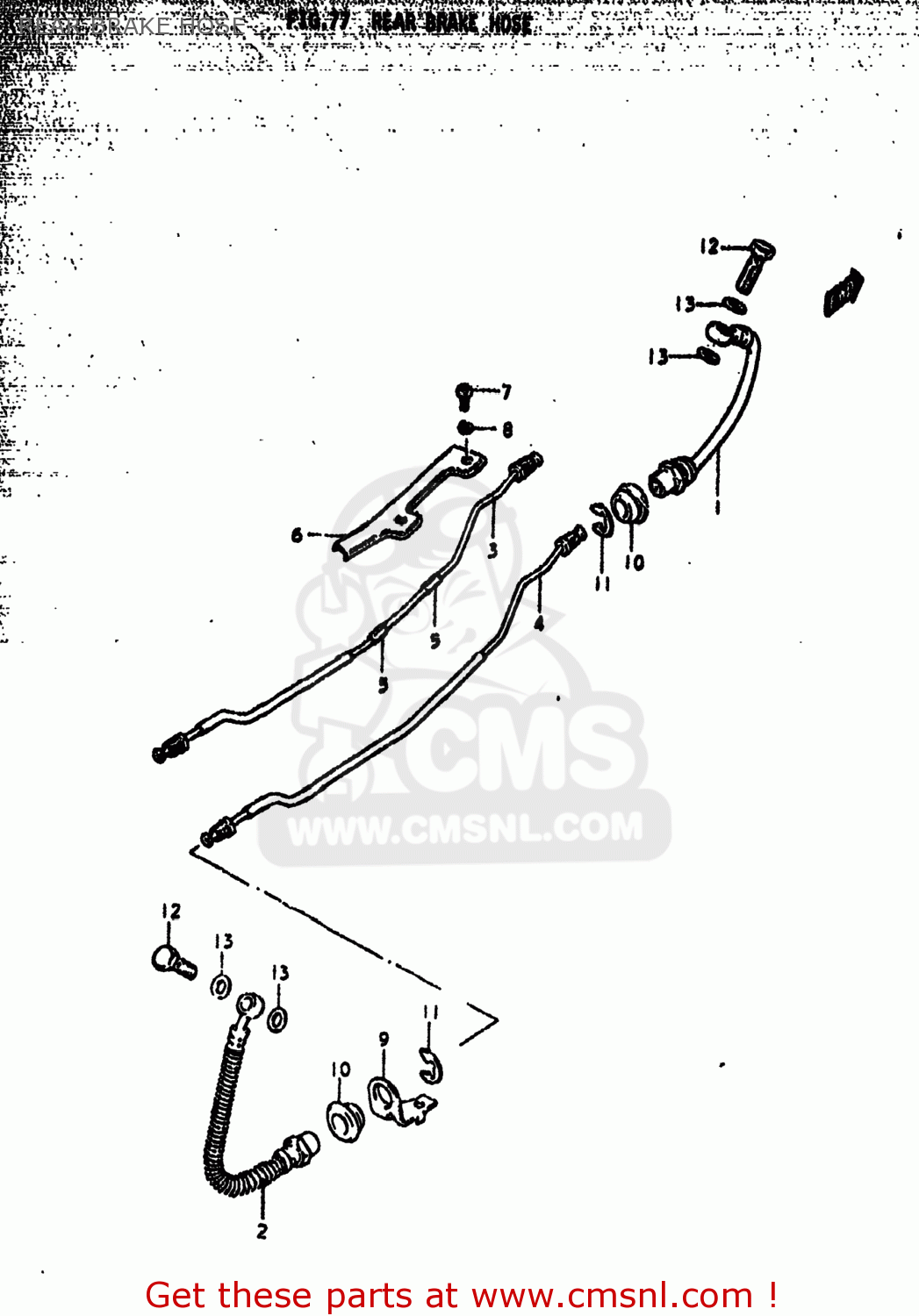 REAR BRAKE HOSE GS750C 1978 (C) USA (E03)