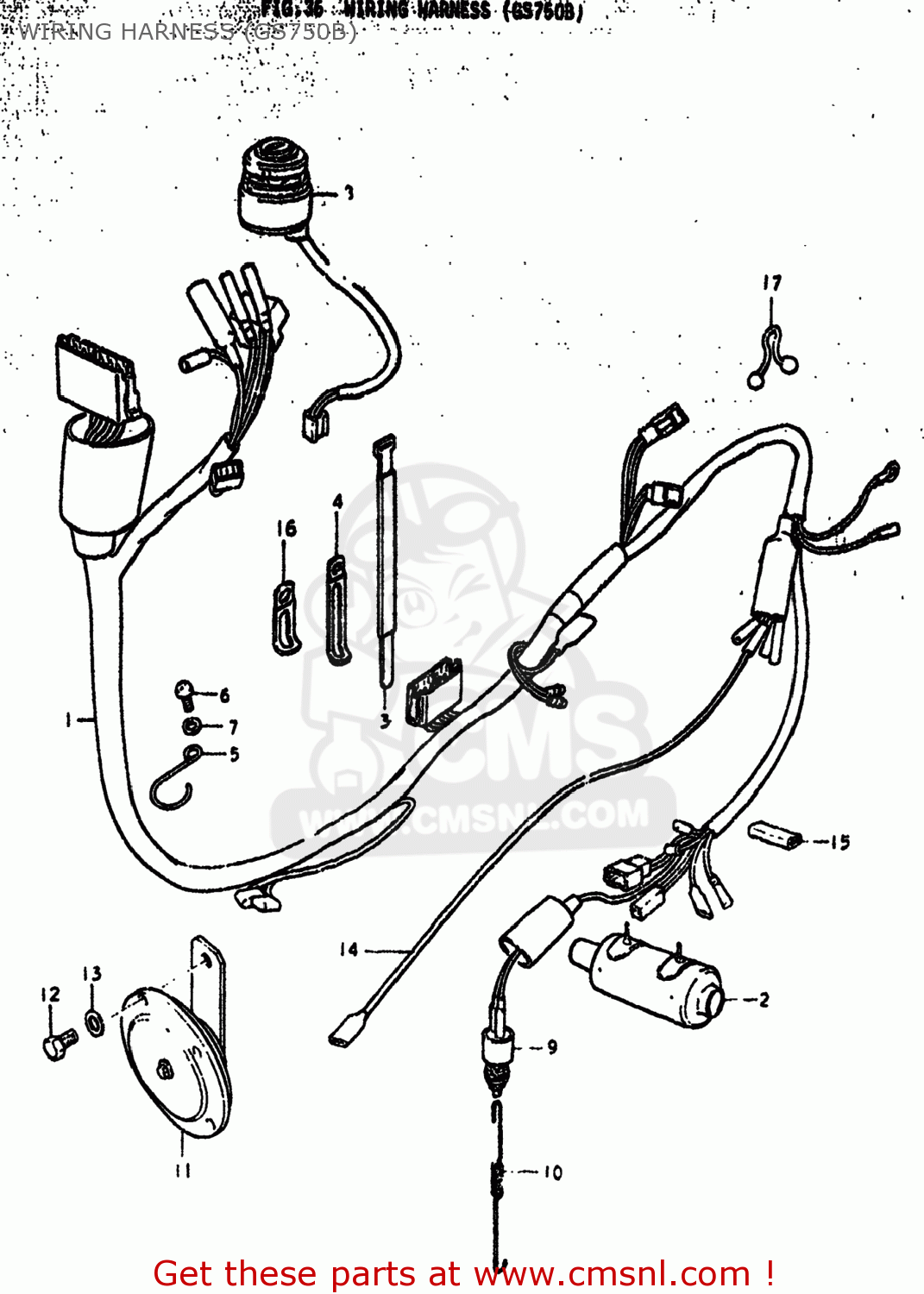 WIRING HARNESS (GS750B) GS750C 1978 (C) USA (E03)
