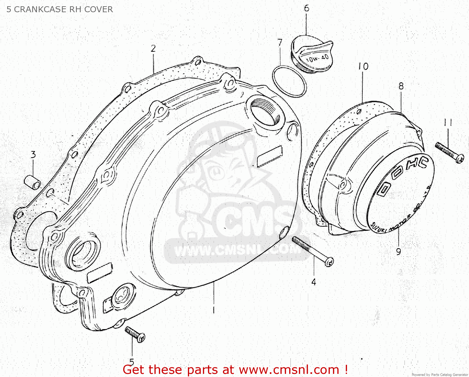 5 CRANKCASE RH COVER GS750C