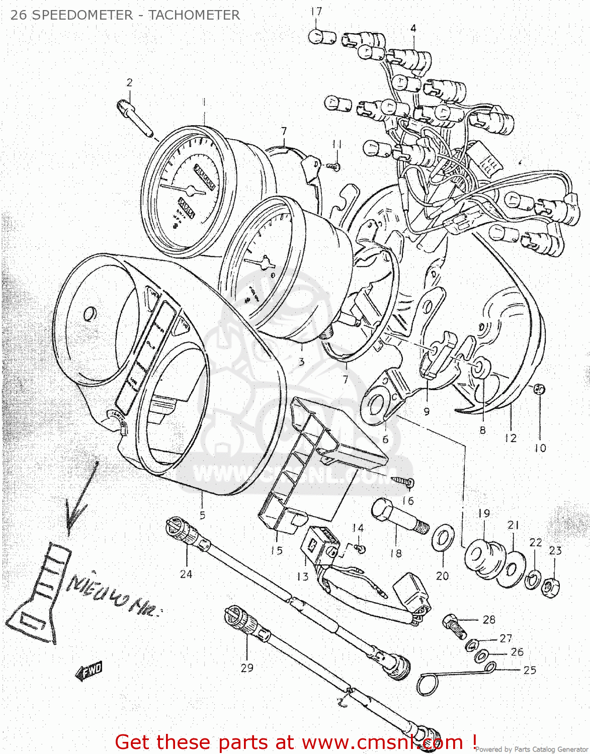 26 SPEEDOMETER - TACHOMETER GS750C