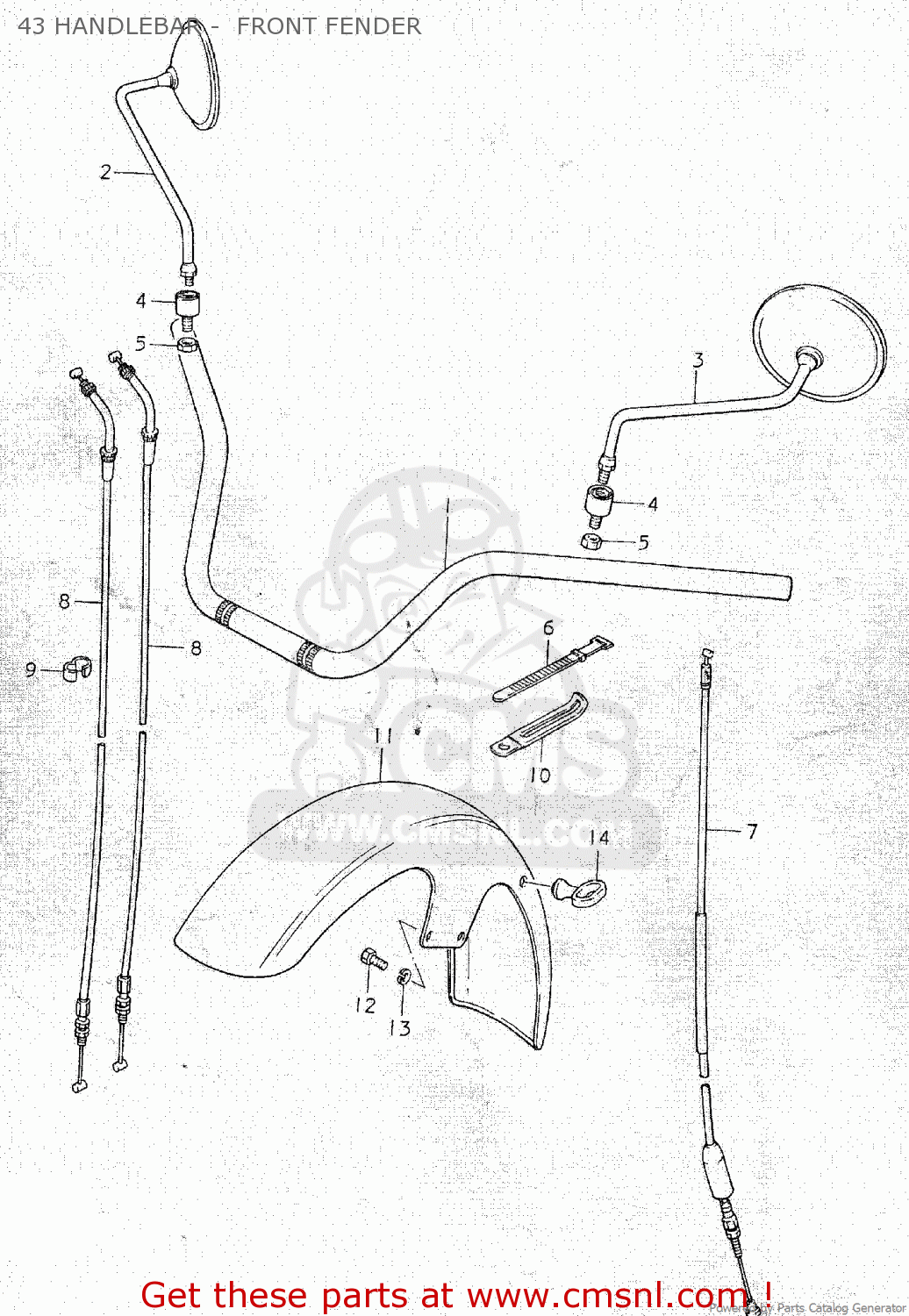 43 HANDLEBAR -  FRONT FENDER GS750C