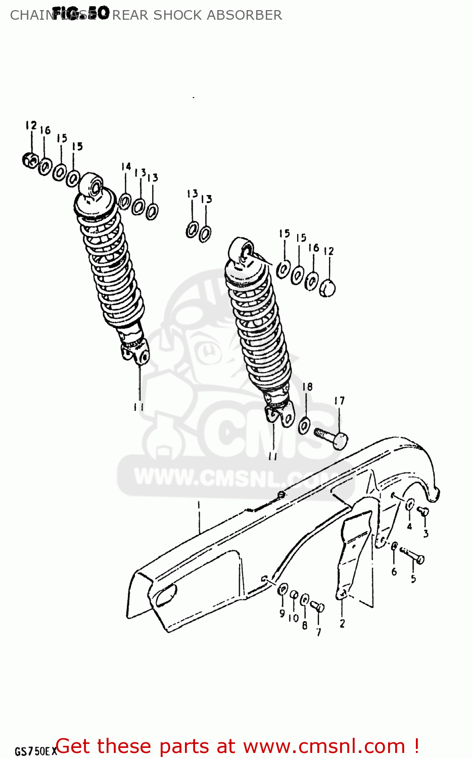 Suzuki GS750E 1980 (T) USA (E03) CHAIN CASE - REAR SHOCK ABSORBER - buy