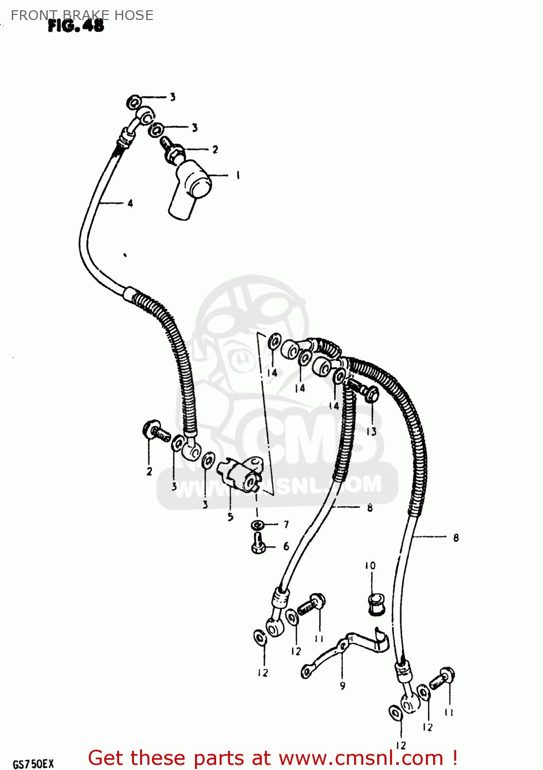 FRONT BRAKE HOSE GS750E 1980 (T) USA (E03)