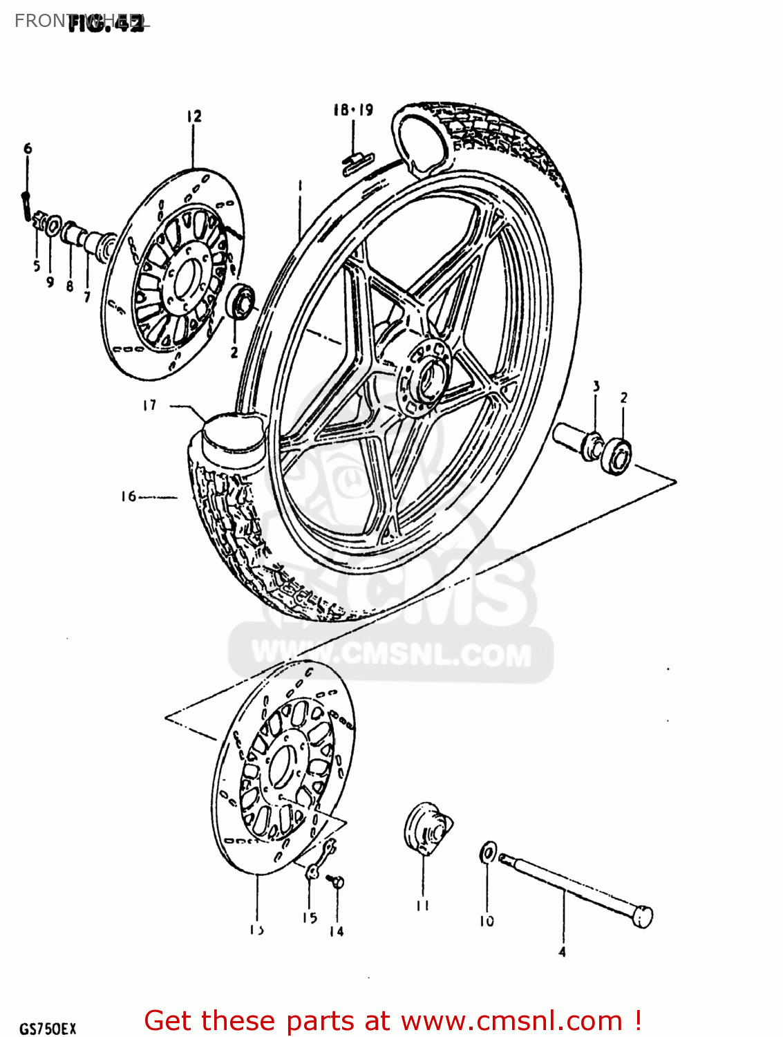 FRONT WHEEL GS750E 1980 (T) USA (E03)