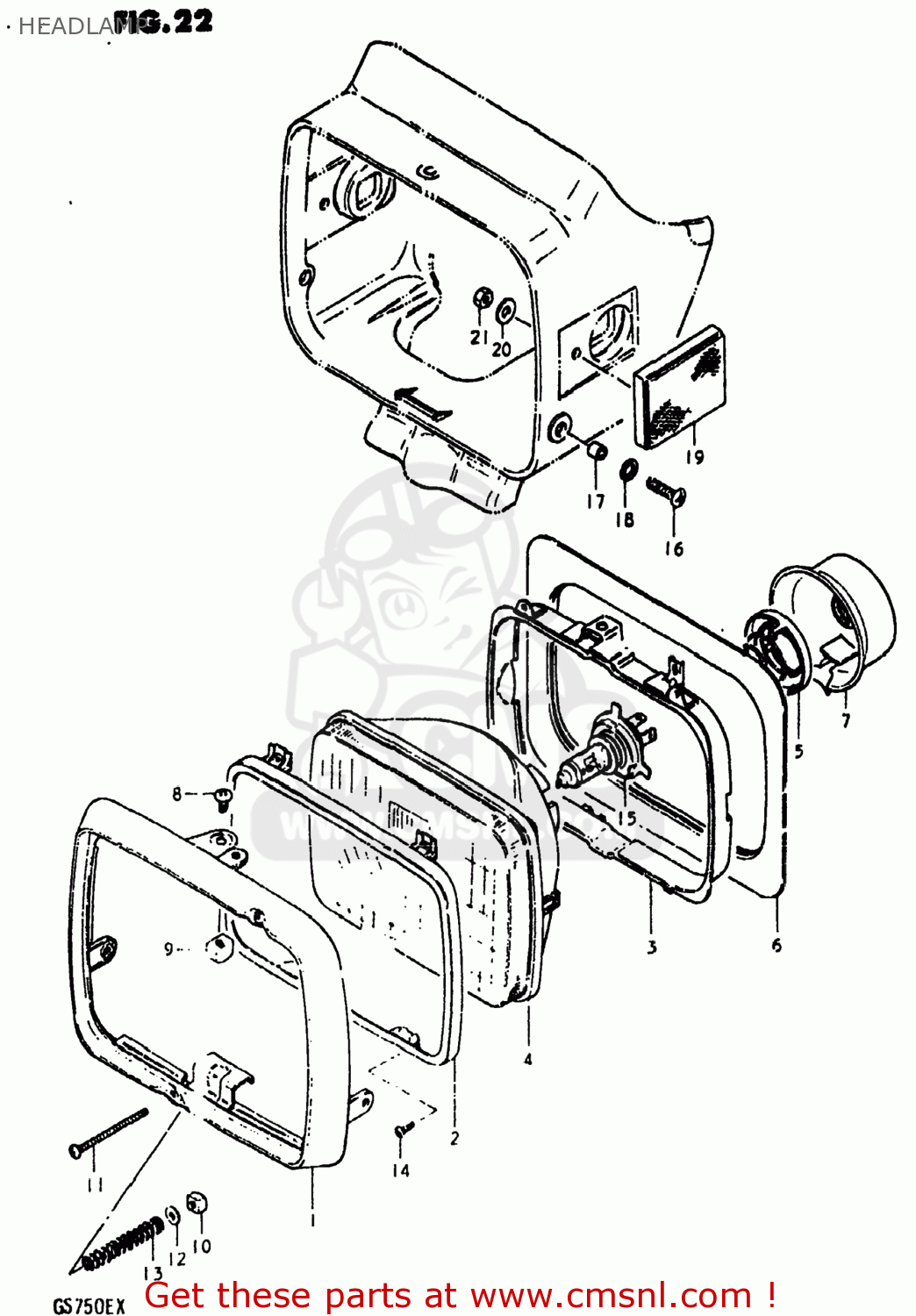 HEADLAMP GS750E 1980 (T) USA (E03)