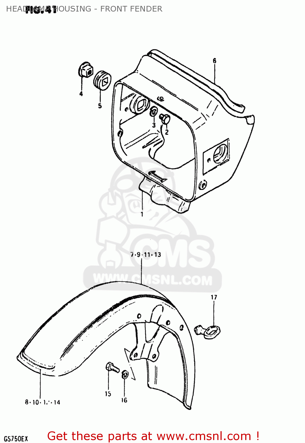 HEADLAMP HOUSING - FRONT FENDER GS750E 1980 (T) USA (E03)