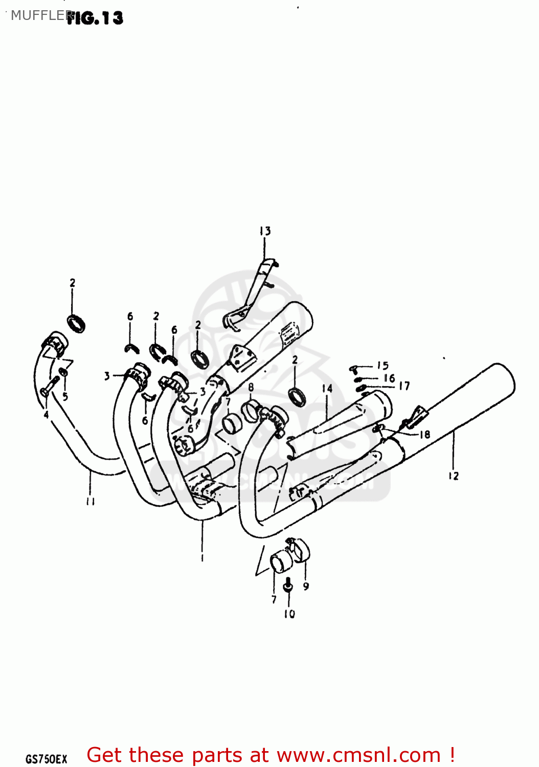 MUFFLER GS750E 1980 (T) USA (E03)