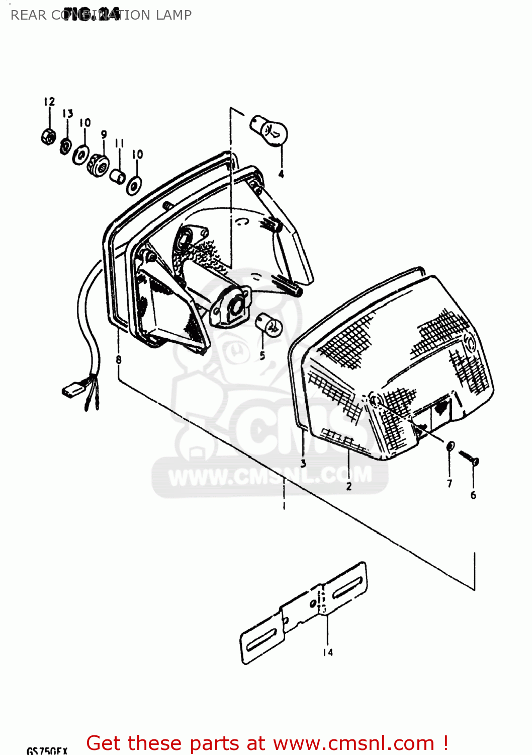 REAR COMBINATION LAMP GS750E 1980 (T) USA (E03)