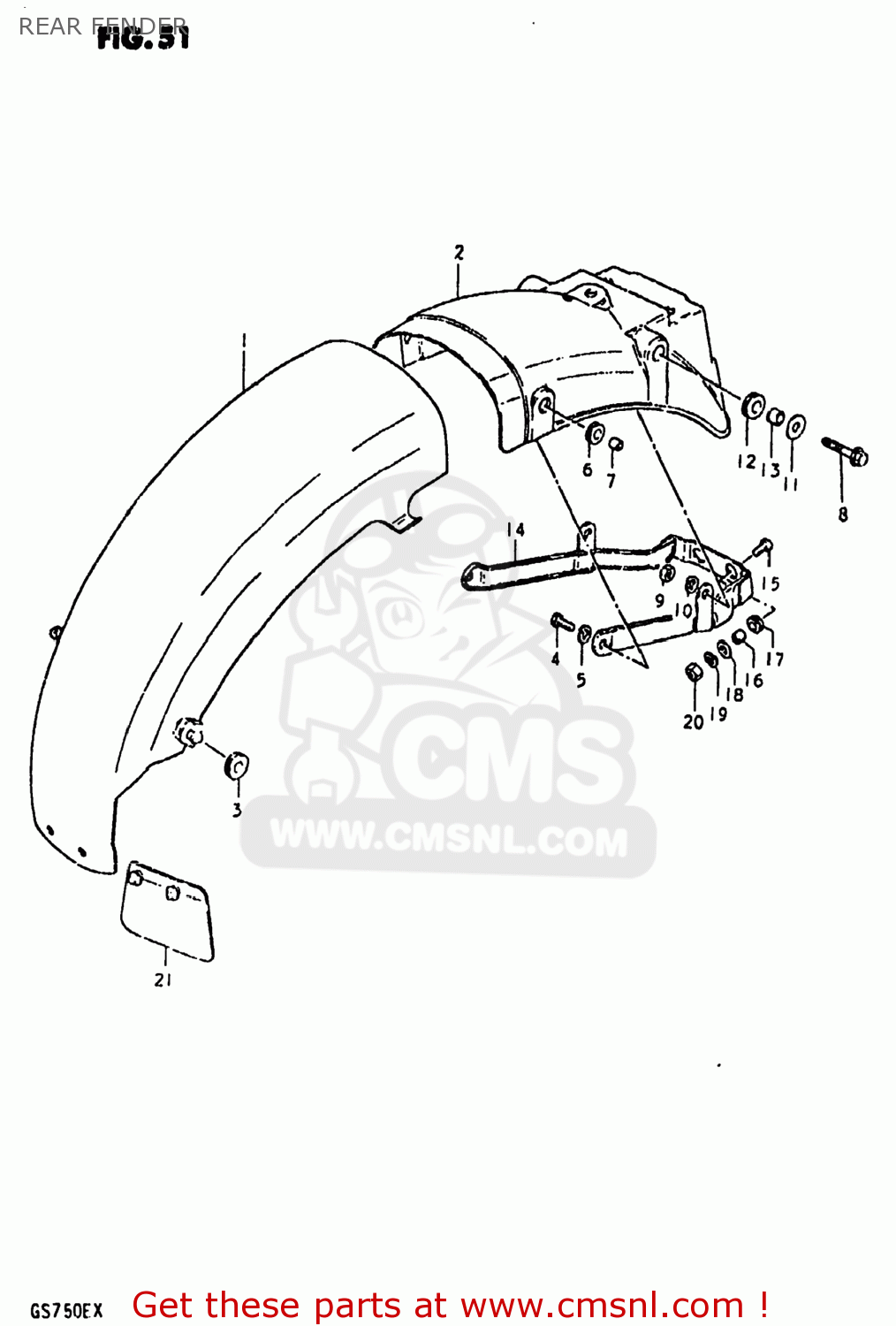 REAR FENDER GS750E 1980 (T) USA (E03)