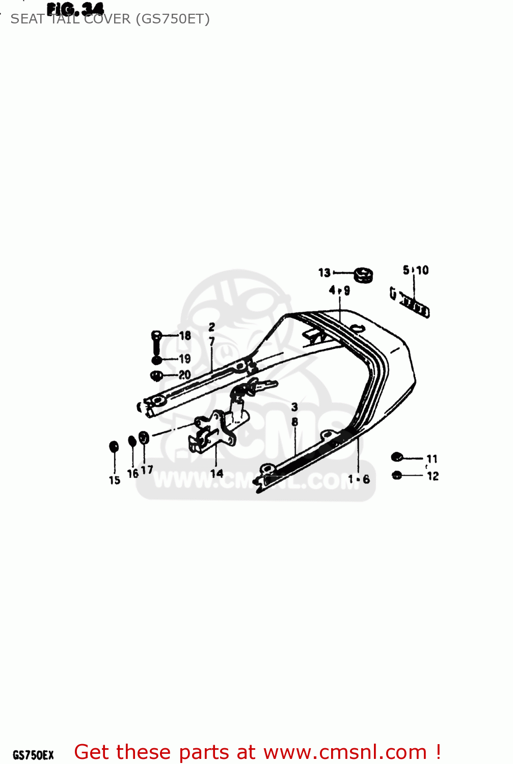 SEAT TAIL COVER (GS750ET) GS750E 1980 (T) USA (E03)