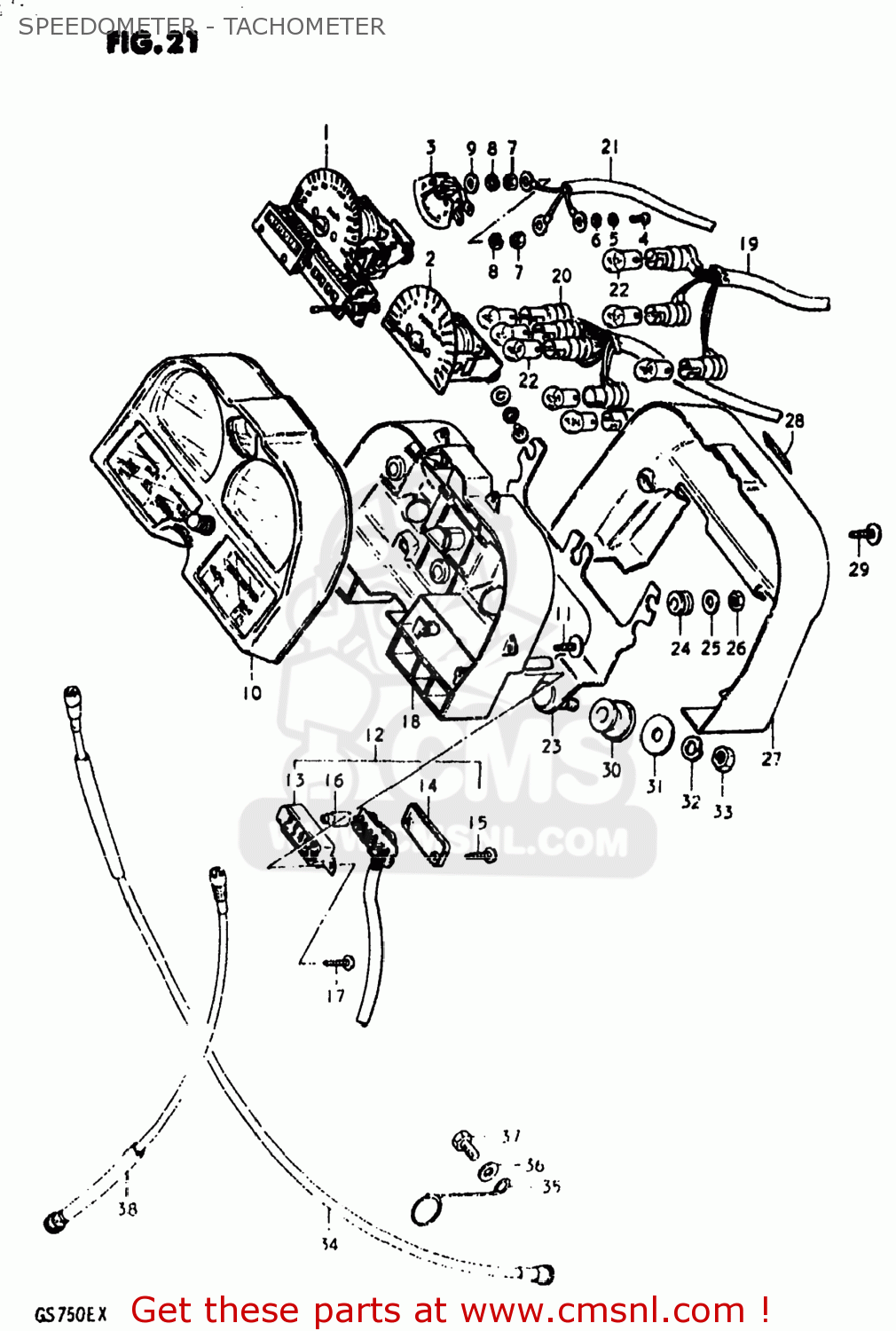 SPEEDOMETER - TACHOMETER GS750E 1980 (T) USA (E03)