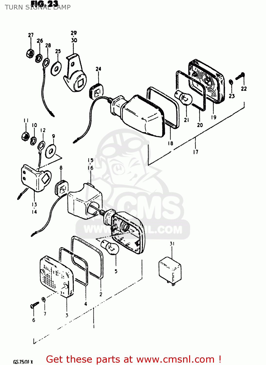 TURN SIGNAL LAMP GS750E 1980 (T) USA (E03)