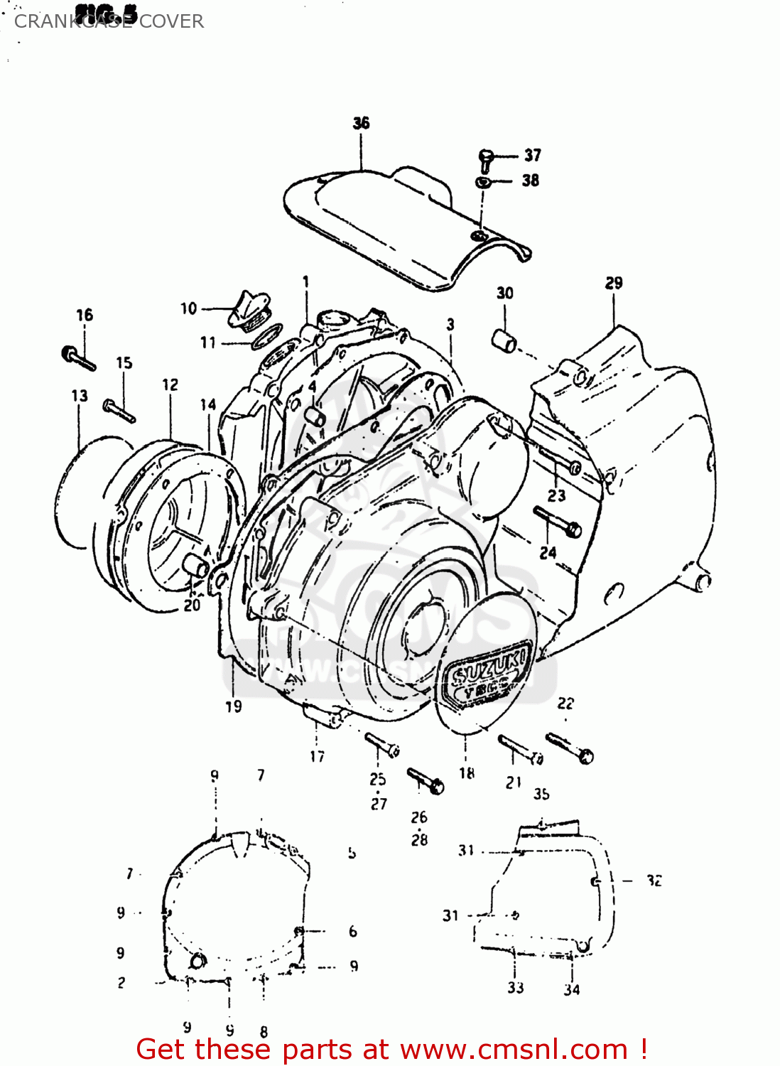 CRANKCASE COVER GS750E 1981 (X) USA (E03)