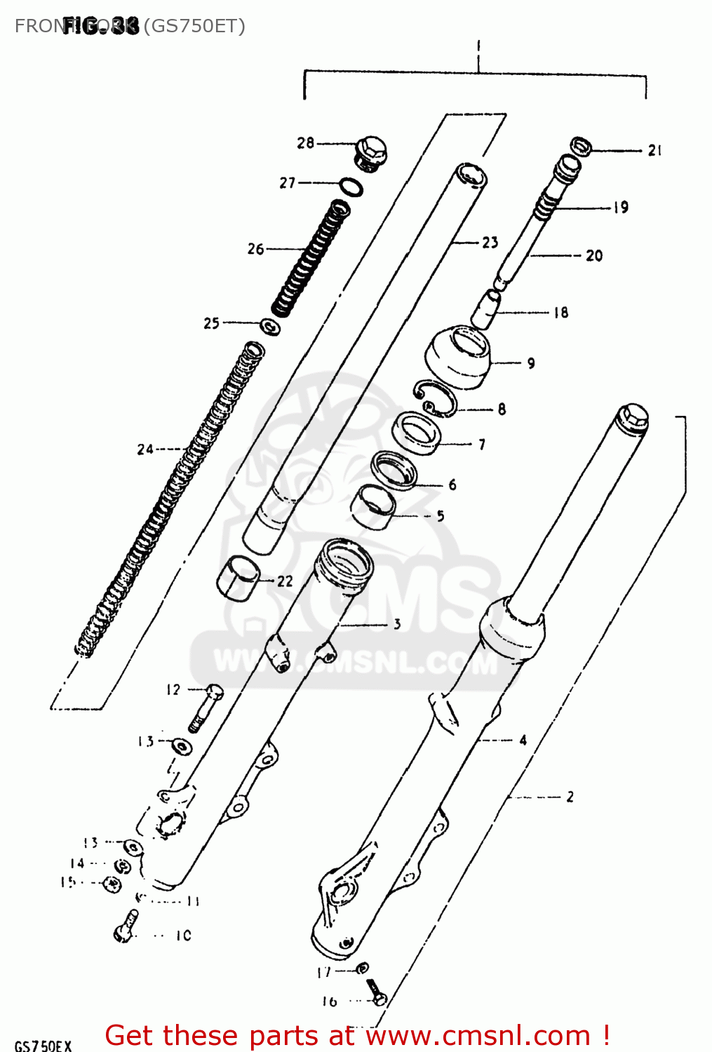 FRONT FORK (GS750ET) GS750E 1981 (X) USA (E03)