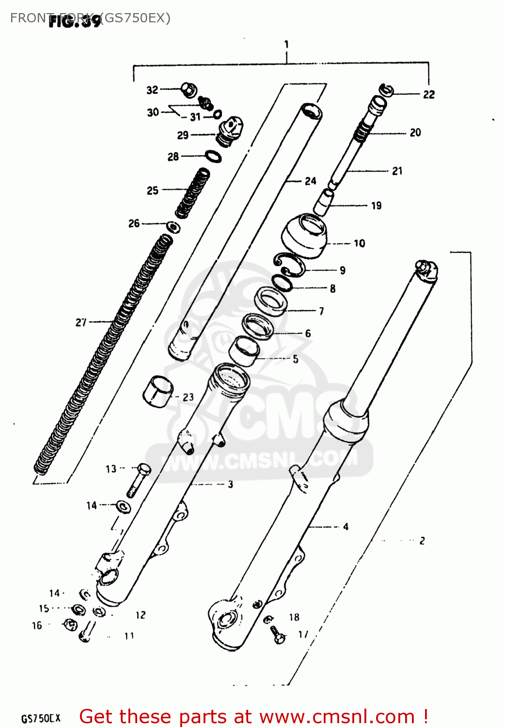 FRONT FORK (GS750EX) GS750E 1981 (X) USA (E03)