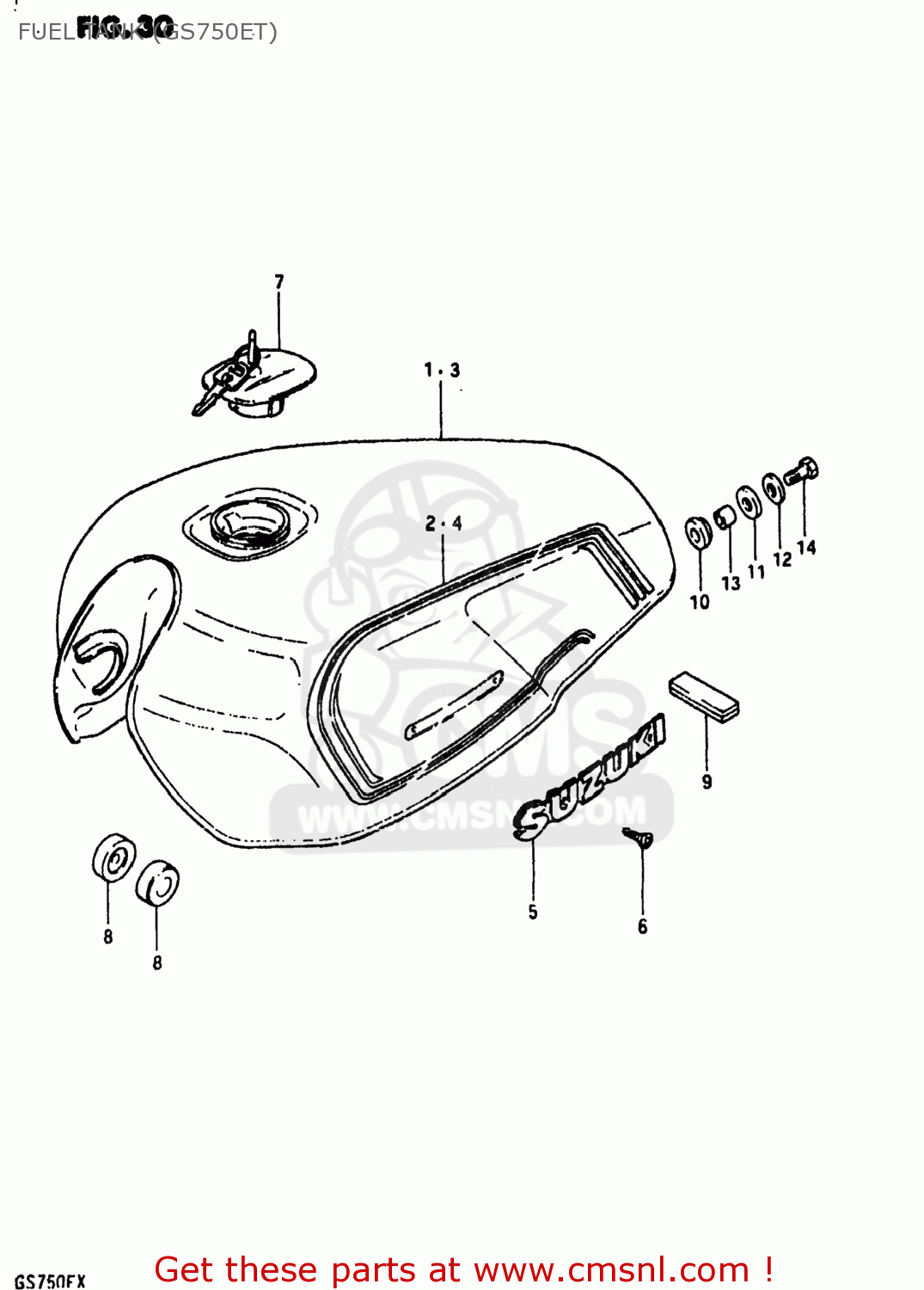 FUEL TANK (GS750ET) GS750E 1981 (X) USA (E03)