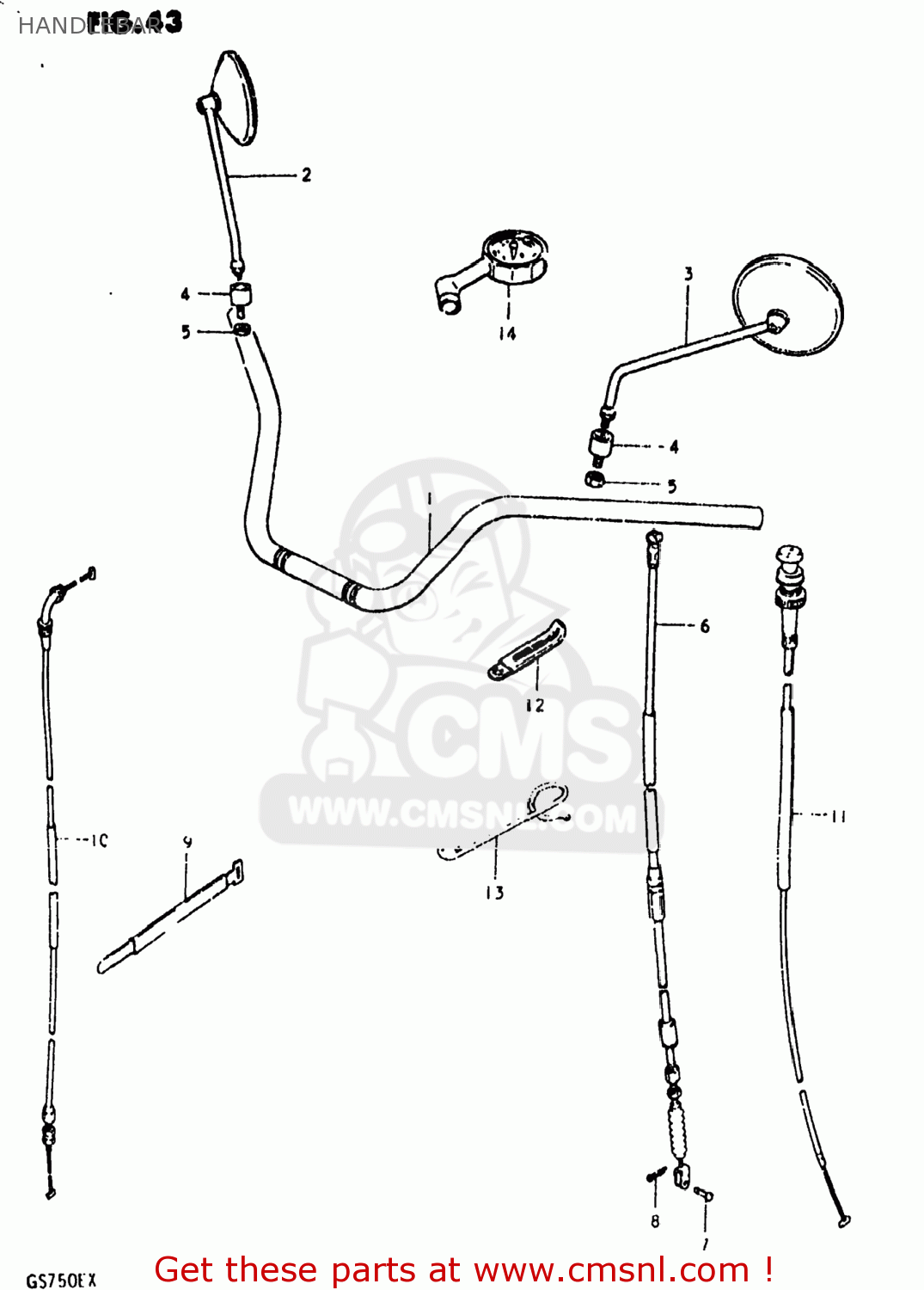 HANDLEBAR GS750E 1981 (X) USA (E03)