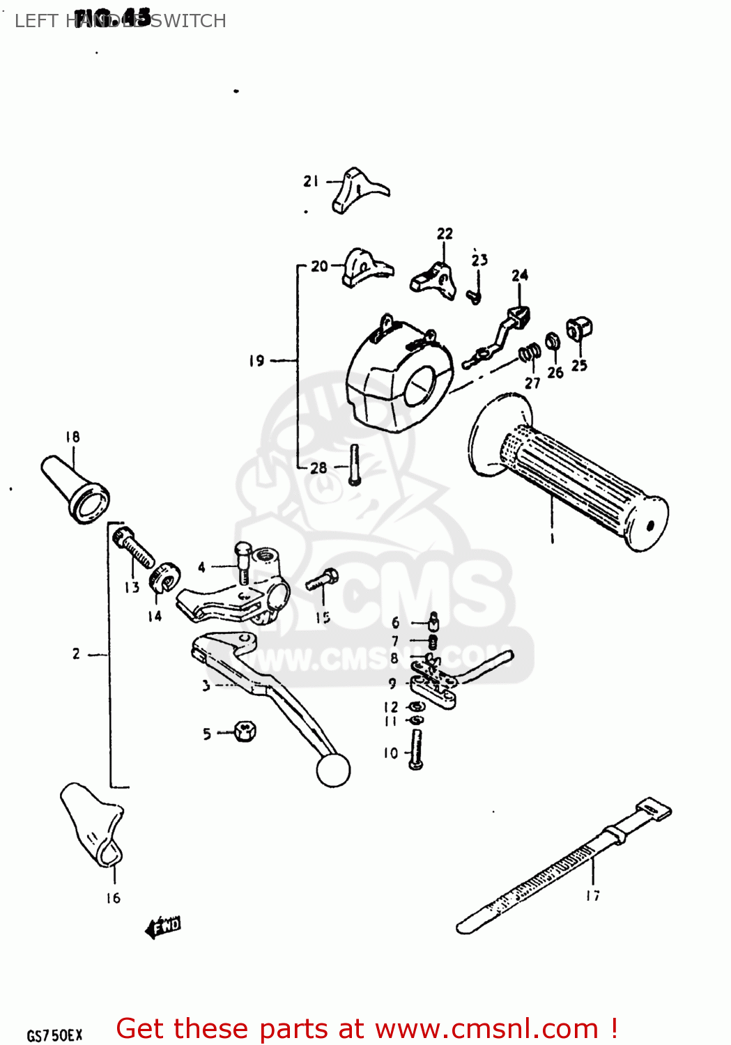 LEFT HANDLE SWITCH GS750E 1981 (X) USA (E03)