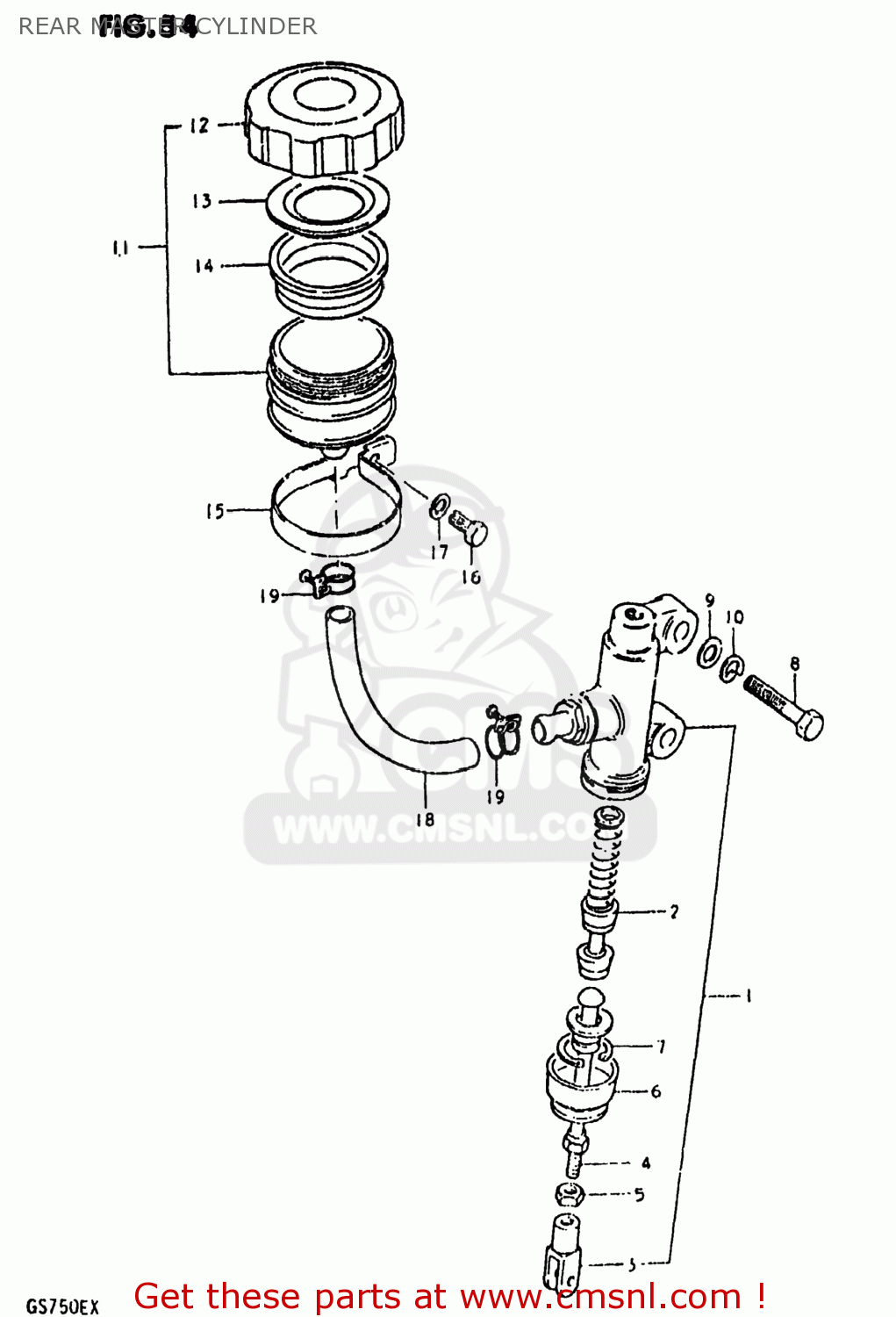 REAR MASTER CYLINDER GS750E 1981 (X) USA (E03)