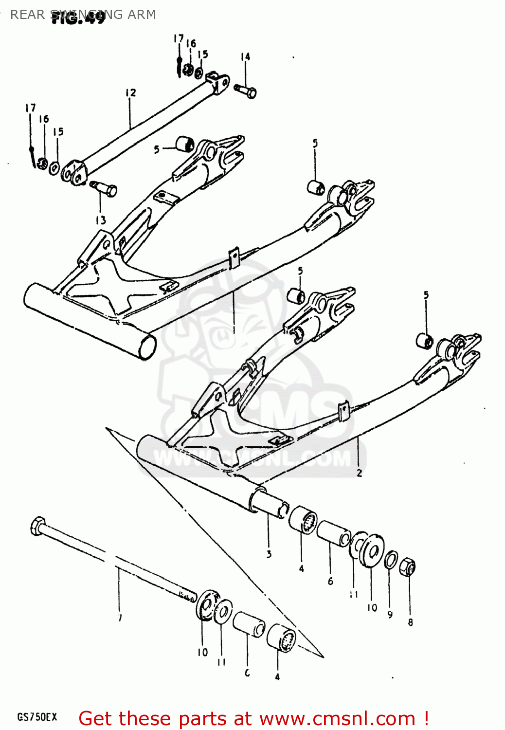 REAR SWINGING ARM GS750E 1981 (X) USA (E03)