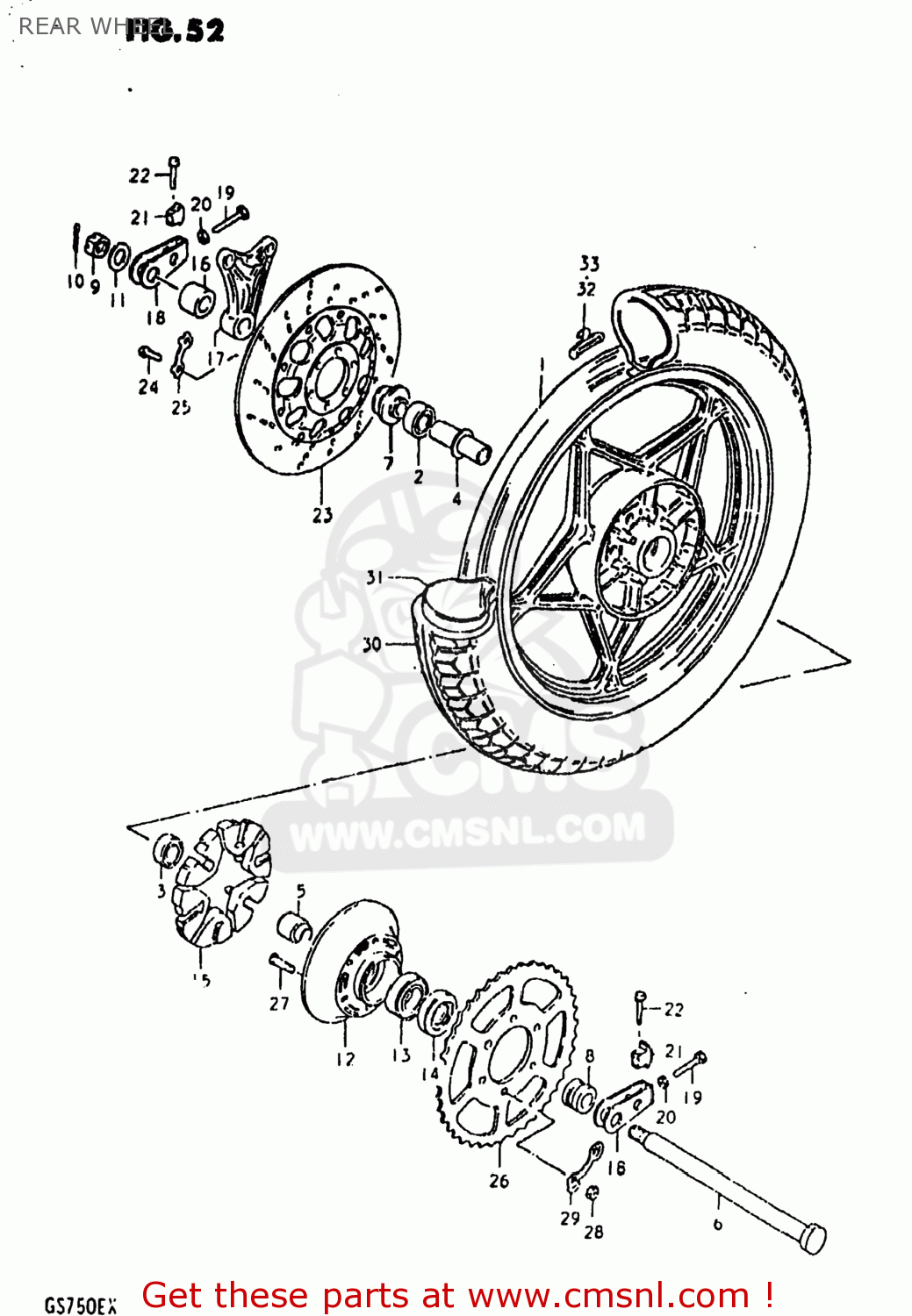 REAR WHEEL GS750E 1981 (X) USA (E03)