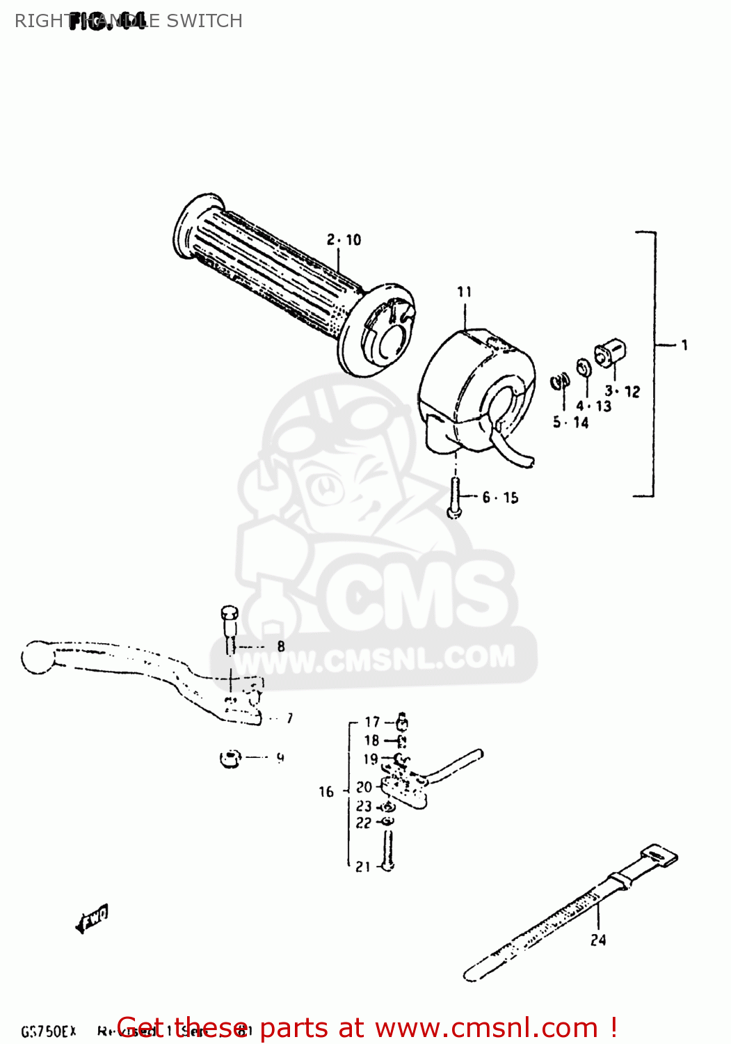 RIGHT HANDLE SWITCH GS750E 1981 (X) USA (E03)