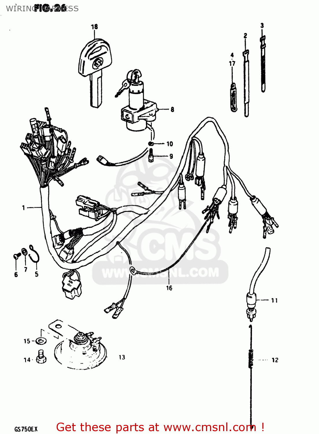 WIRING HARNESS GS750E 1981 (X) USA (E03)
