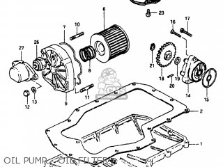 OIL PUMP - OIL FILTER - GS750E 1981 (X) USA (E03)