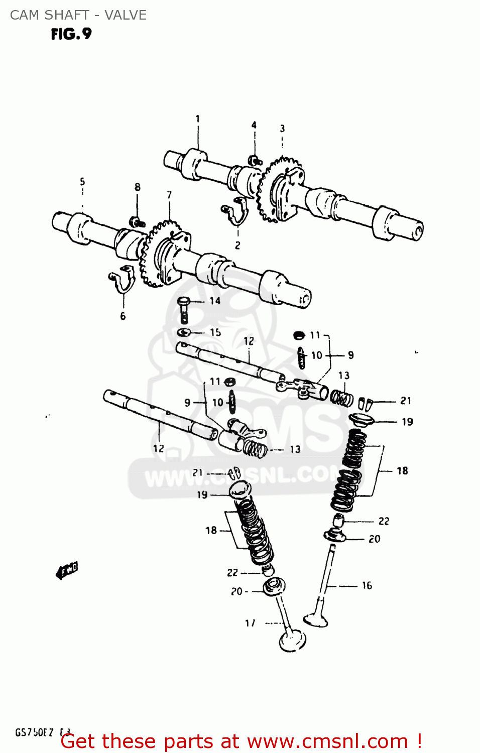CAM SHAFT - VALVE GS750E 1982 (Z) USA (E03)