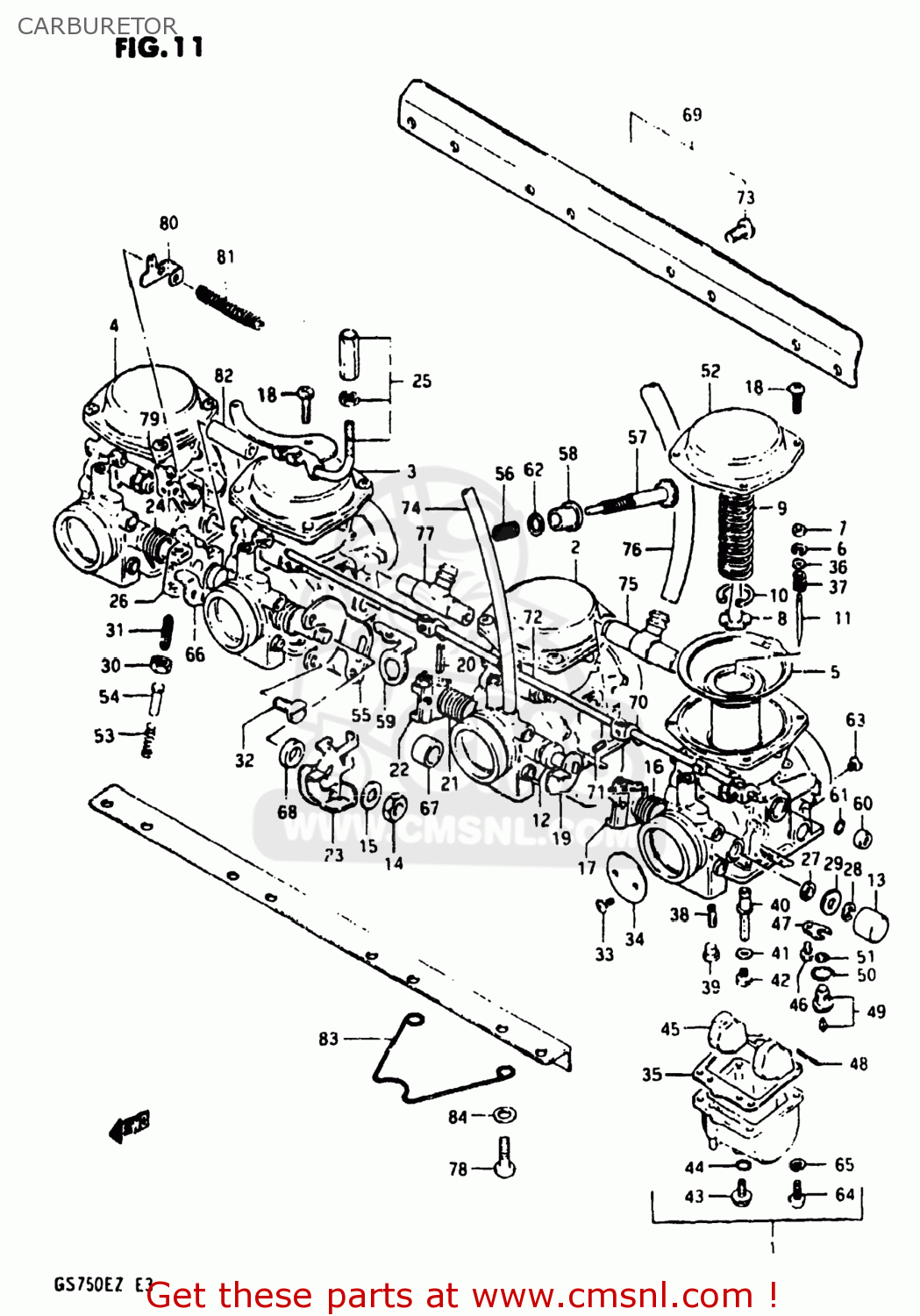 CARBURETOR GS750E 1982 (Z) USA (E03)