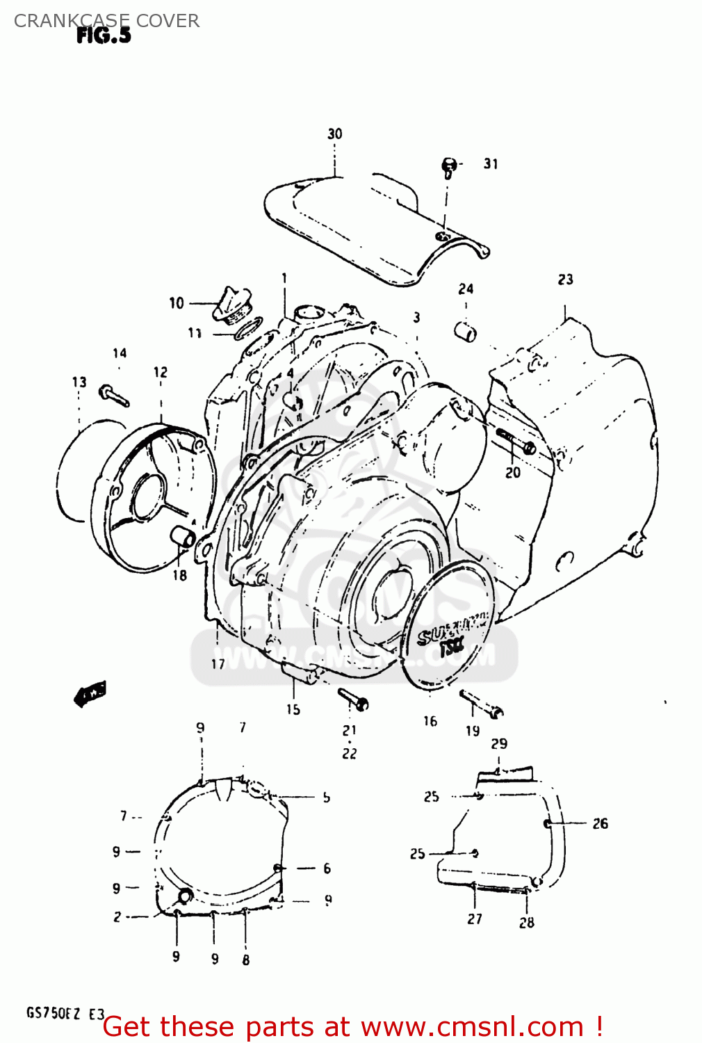 CRANKCASE COVER GS750E 1982 (Z) USA (E03)