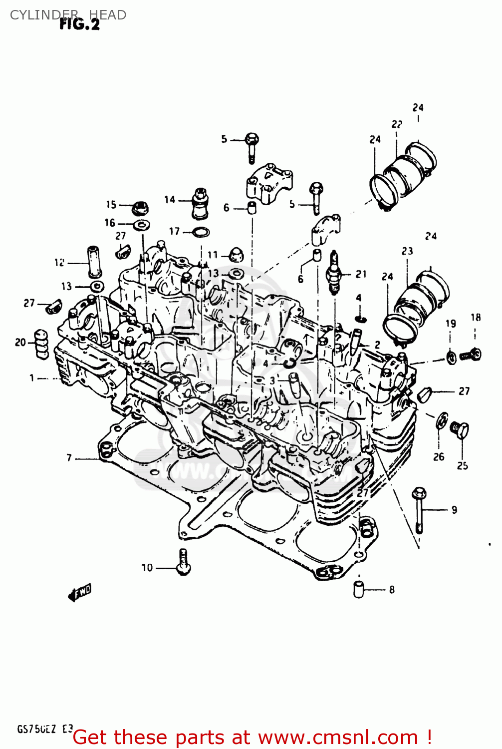 CYLINDER  HEAD GS750E 1982 (Z) USA (E03)
