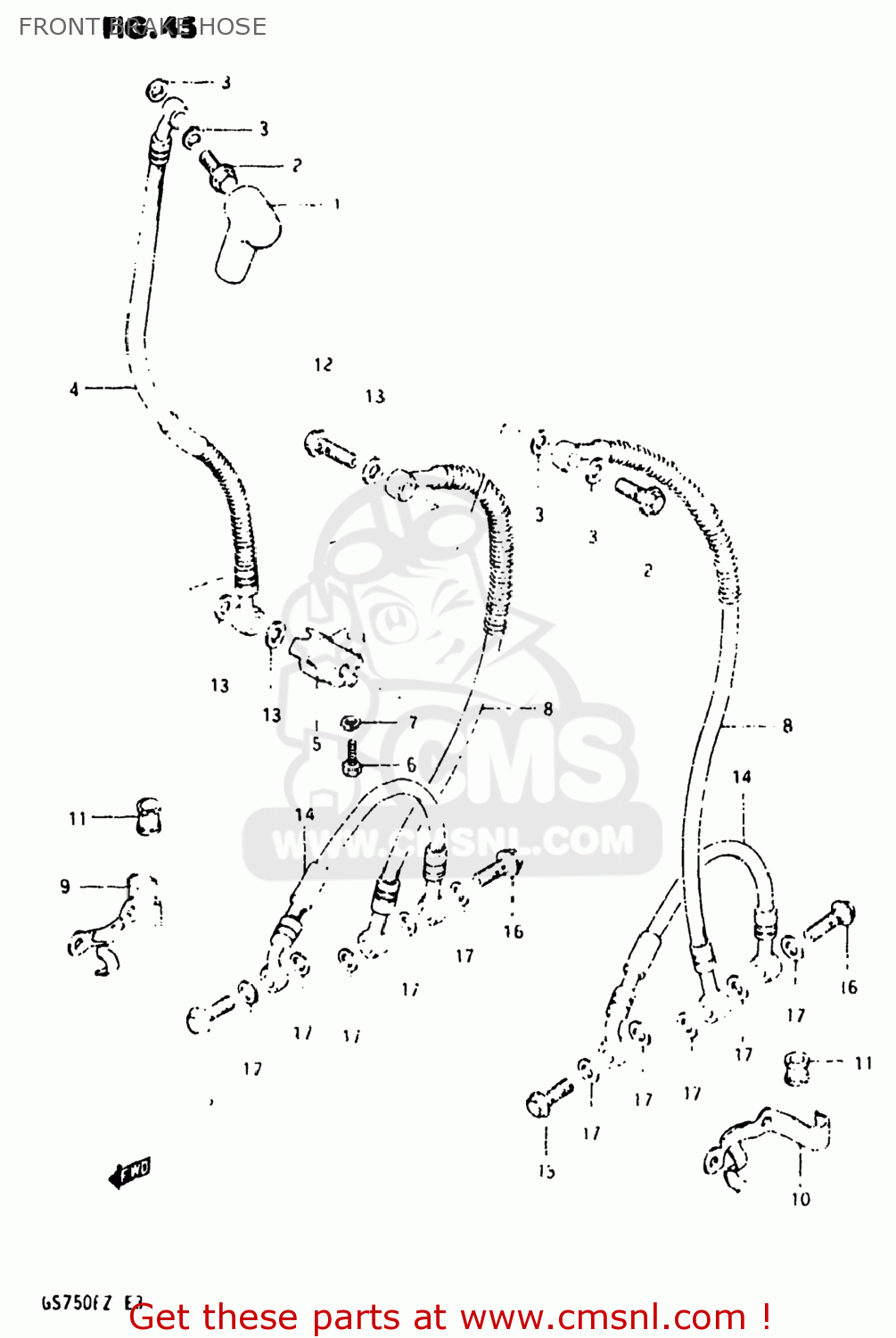 FRONT BRAKE HOSE GS750E 1982 (Z) USA (E03)