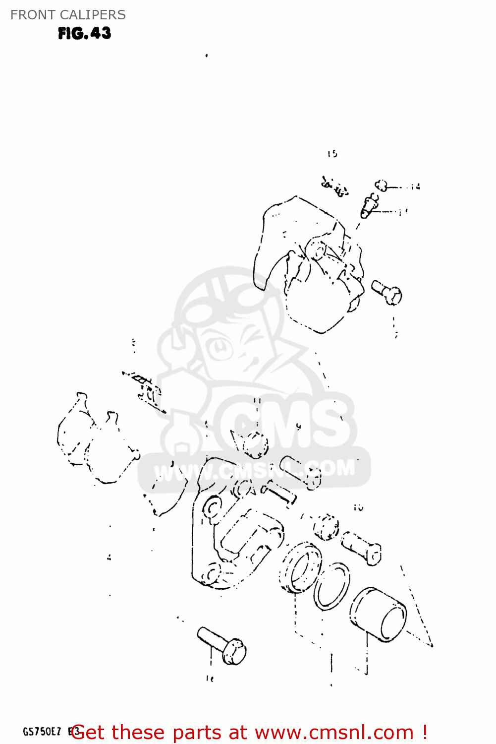 FRONT CALIPERS GS750E 1982 (Z) USA (E03)