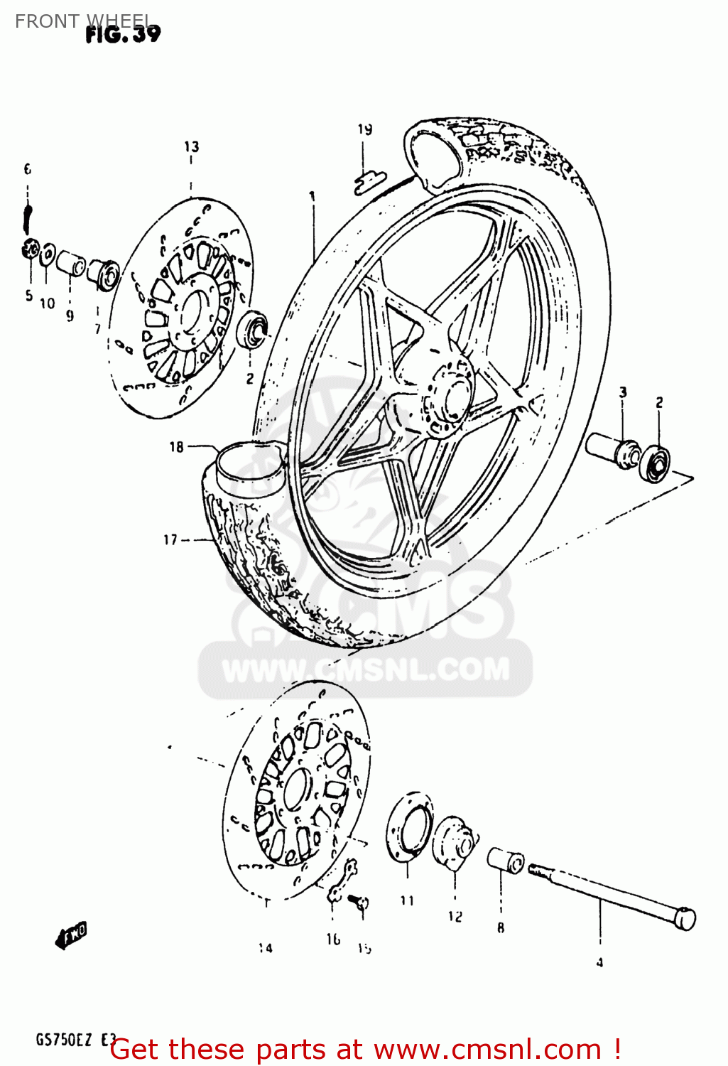FRONT WHEEL GS750E 1982 (Z) USA (E03)