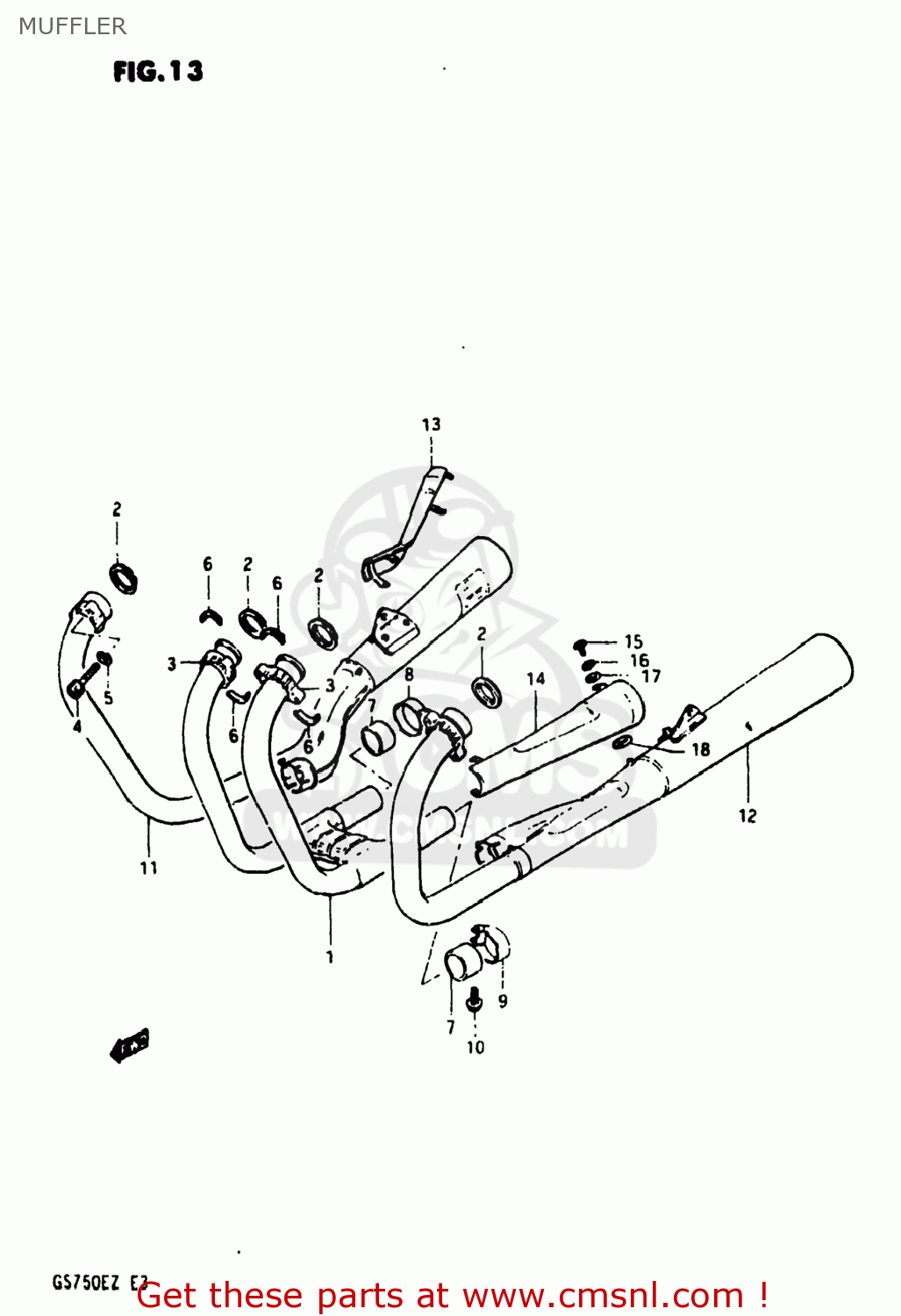 MUFFLER GS750E 1982 (Z) USA (E03)