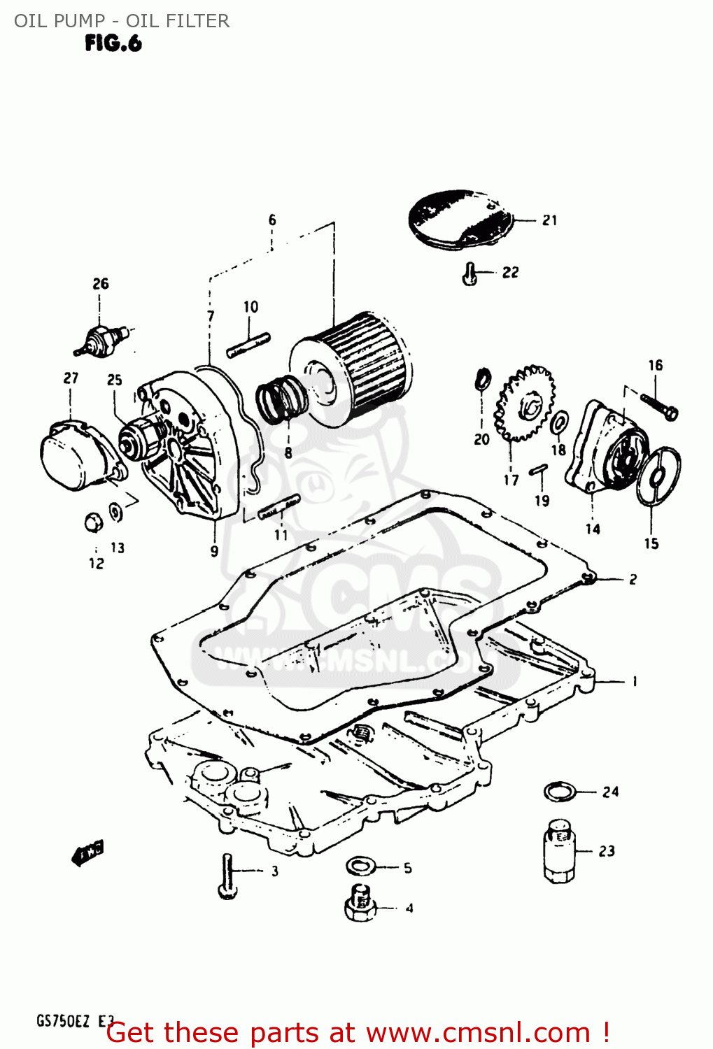 OIL PUMP - OIL FILTER GS750E 1982 (Z) USA (E03)