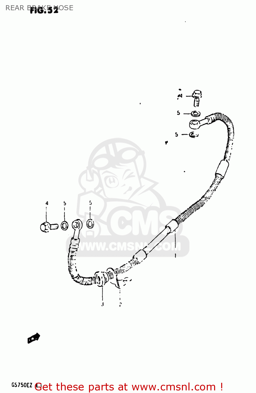 REAR BRAKE HOSE GS750E 1982 (Z) USA (E03)