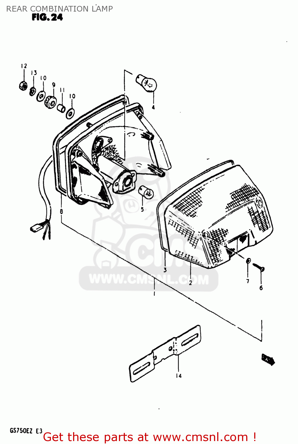 REAR COMBINATION LAMP GS750E 1982 (Z) USA (E03)
