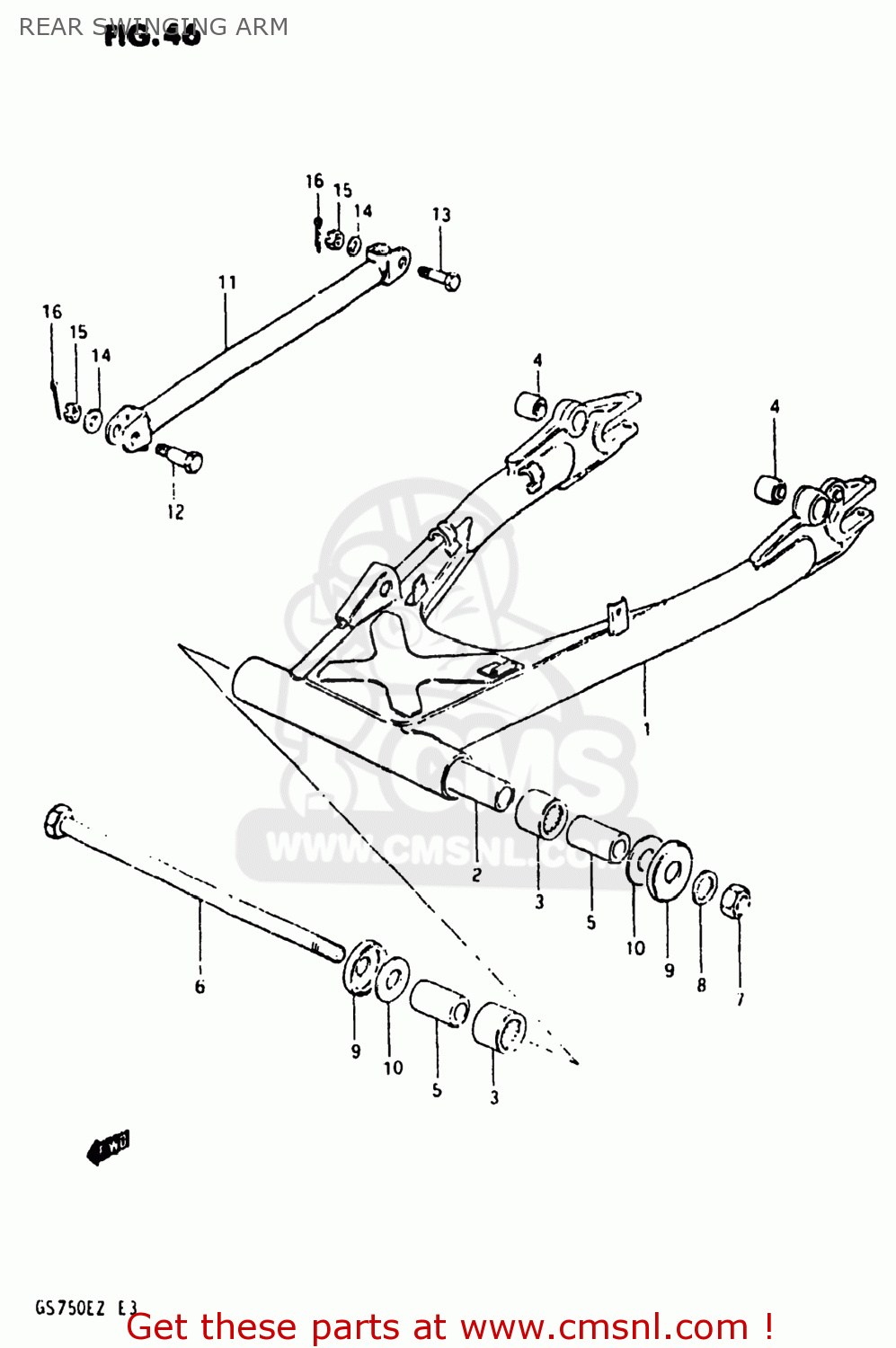 REAR SWINGING ARM GS750E 1982 (Z) USA (E03)