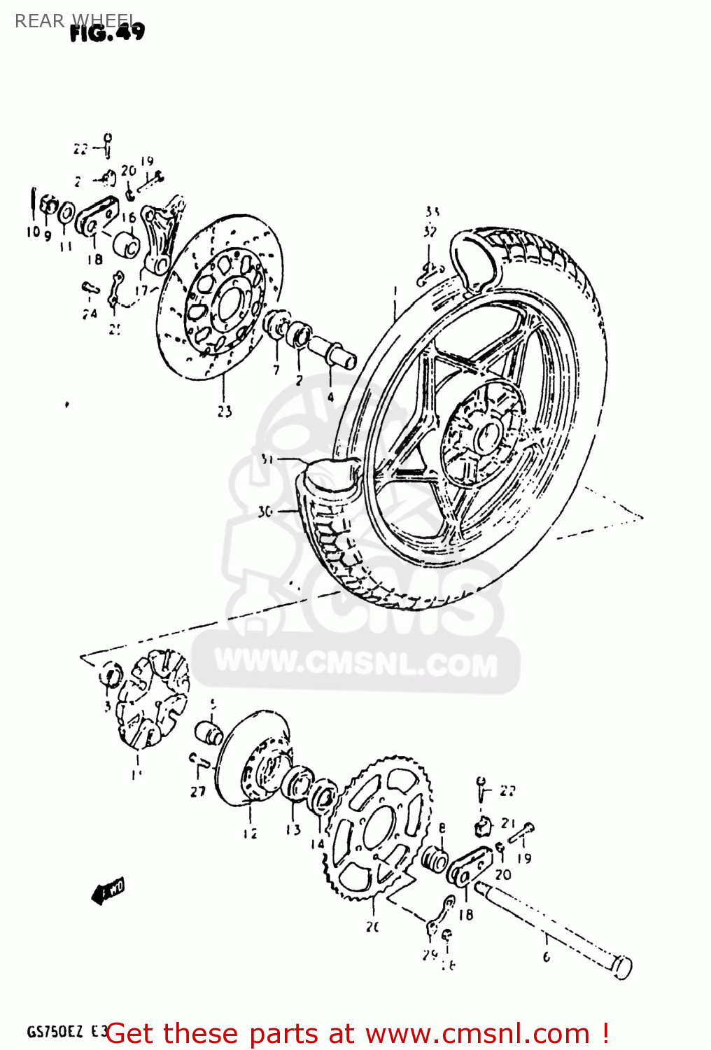 REAR WHEEL GS750E 1982 (Z) USA (E03)