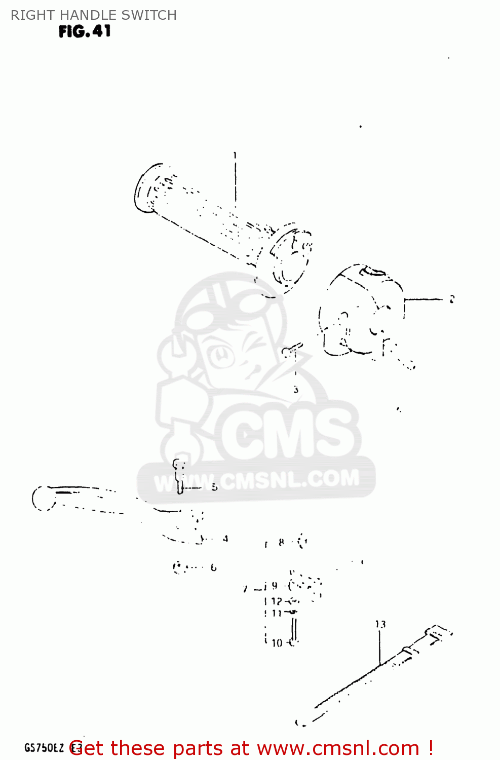 RIGHT HANDLE SWITCH GS750E 1982 (Z) USA (E03)