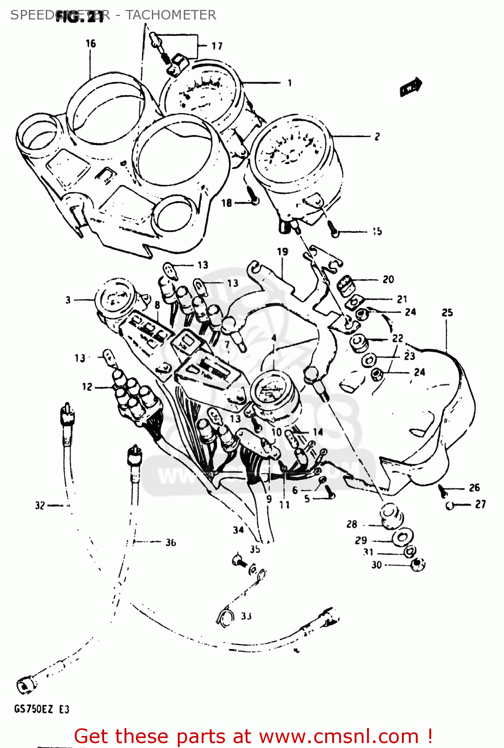 SPEEDOMETER - TACHOMETER GS750E 1982 (Z) USA (E03)