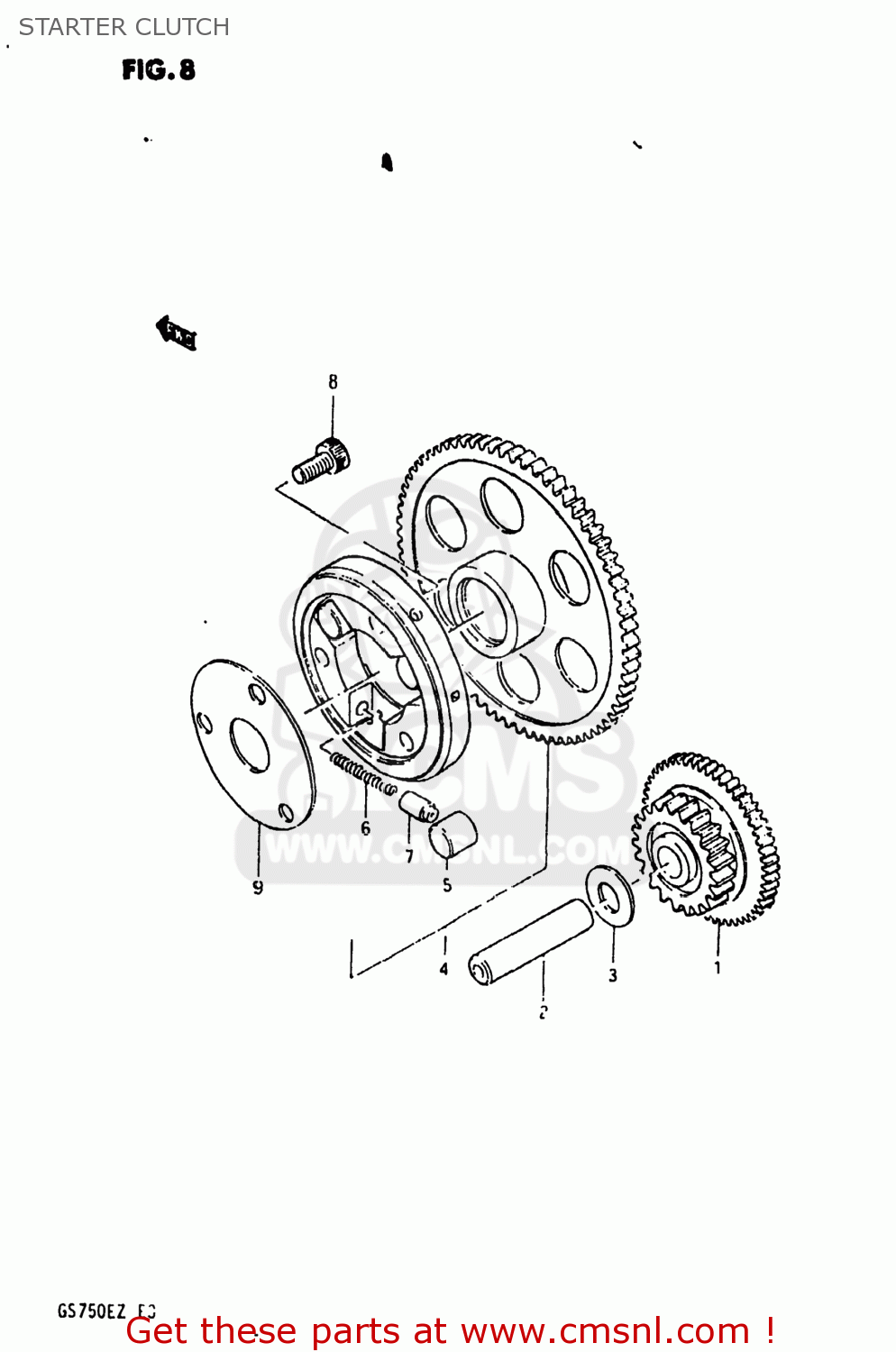 STARTER CLUTCH GS750E 1982 (Z) USA (E03)