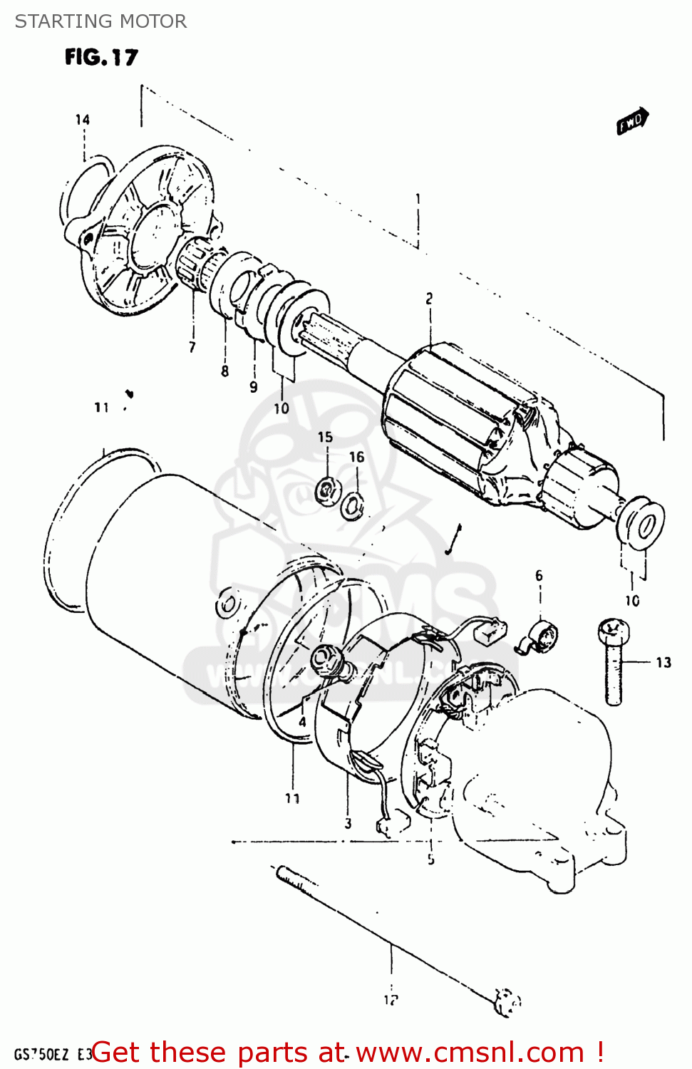 STARTING MOTOR GS750E 1982 (Z) USA (E03)