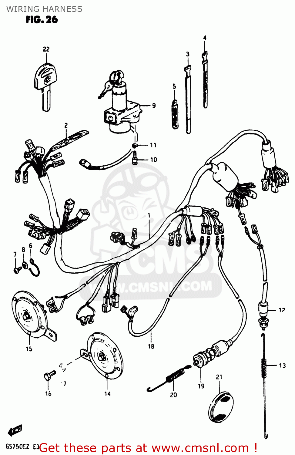 WIRING HARNESS GS750E 1982 (Z) USA (E03)