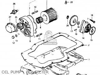 OIL PUMP - OIL FILTER - GS750E 1982 (Z) USA (E03)