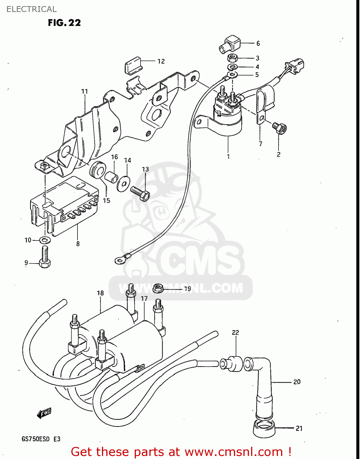 Suzuki GS750E 1983 (D) USA (E03) ELECTRICAL - buy original ELECTRICAL ...