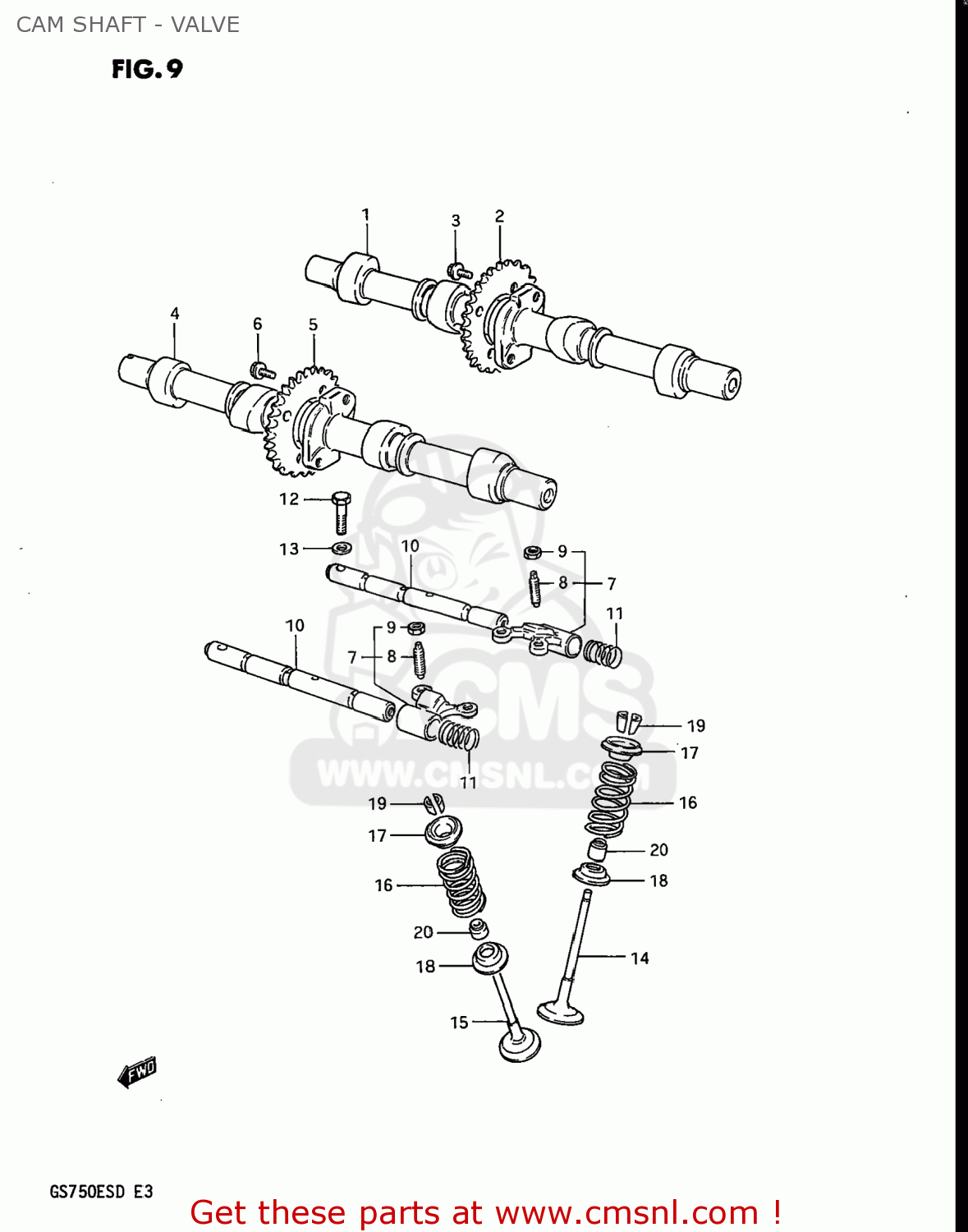 CAM SHAFT - VALVE GS750E 1983 (D) USA (E03)