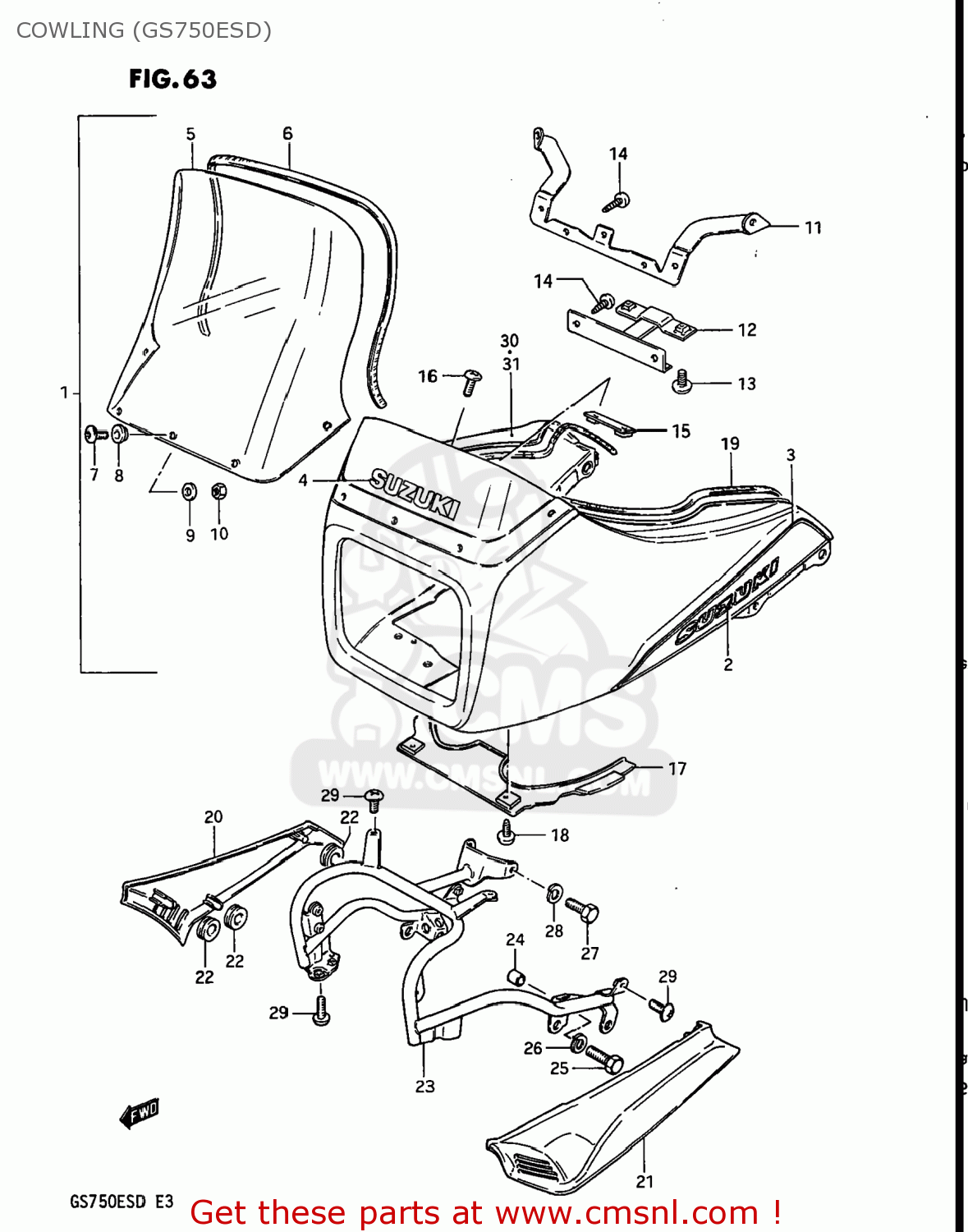 COWLING (GS750ESD) GS750E 1983 (D) USA (E03)